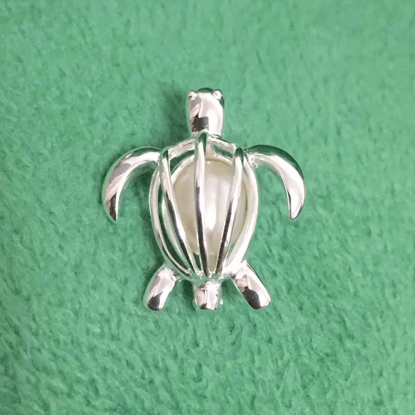 Solid 925 Silver Sea Turtle Locket Cage Sterling Silver Can Open Pear Bead Cage Pendant Fitting DIY Jewellery Charms243f