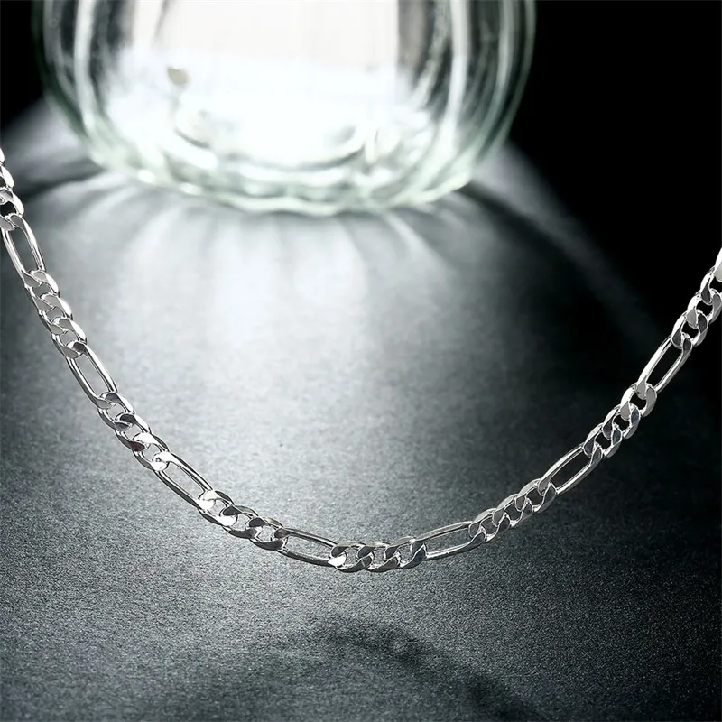 YHAMNI Brand Men&Women 925 Sterling Silver Necklace Fashion Jewelry 16-24in Long 4mm Width Chain Necklace Whole N102291R