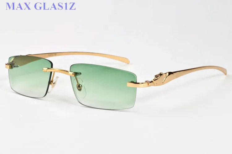 Mens Womens Rectangle Sunglasses Gold Silver Frames Glasses New Fashion Sport Puffalo Horn Grain