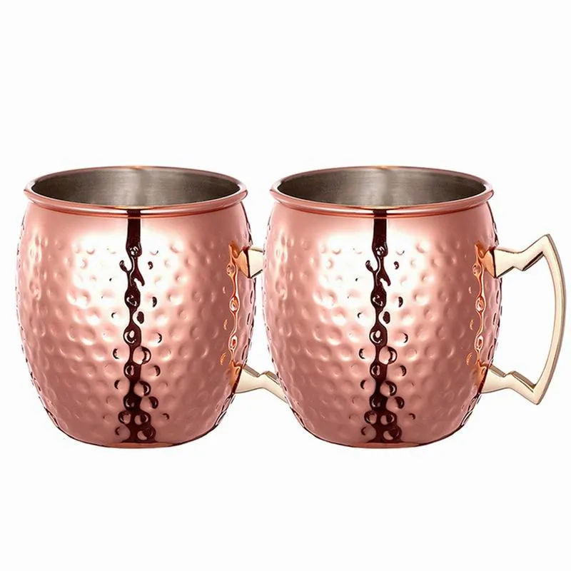 Stainless Steel Copper Plating Moscow Mule Beverage Mug with Handle Beer Coffee Coffe Cup