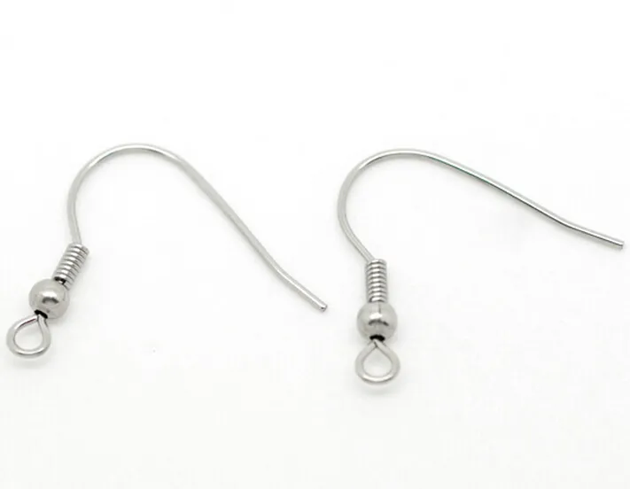 500 Stück Schmuckzubehör Komponenten Edelstahl Ohrhaken mit 4 mm Perlenspule Ohrring zum Selbermachen Silver278z