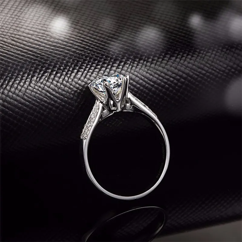 YHAMNI Pure Solid Silver Rings Set Big 2 Carat SONA CZ Diamond Engagement Ring Real Silver Wedding Rings for Women XR0392587