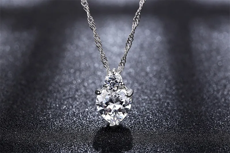 YHAMNI Heart Pendant Necklace 925 Sterling Silver Women Necklaces Wedding Diamond Crystal Collares Colar Jewerly XN29300R