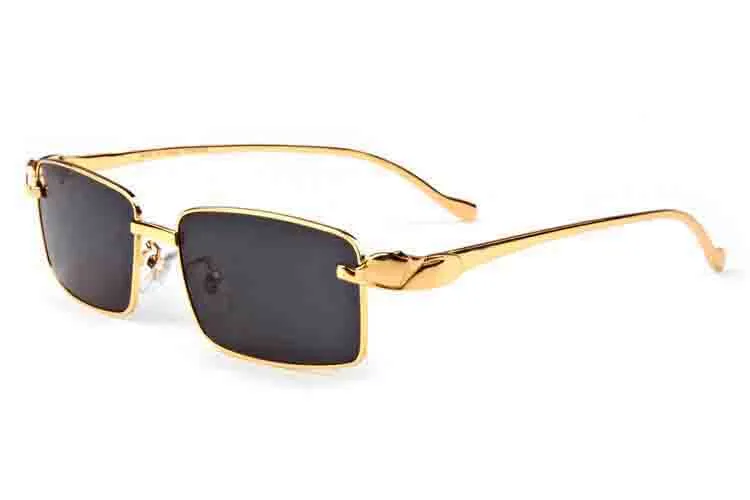 Mode Sonnenbrille für Herren Randless Buffalo Horn Brille Gold Silber Mental Leopard Rahmen Hochwertige Sonnenbrille Lunettes Gafas D221B