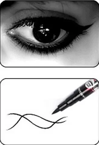 Líquido delineador preto à prova d'água compõem o lápis de olho de beleza lápis
