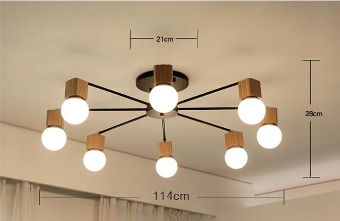 Moderne minimalistische LED-plafondverlichting Houten ijzeren kroonluchter Verlichting voor woonkamer slaapkamer kinderkamer335v