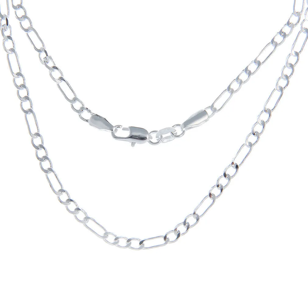 100 pz 925 catene in argento sterling massiccio 2mm collana da donna figaro link 16 30226T