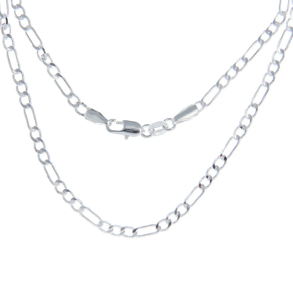 925 solid sterling silver chains 2mm womens figaro link necklace 16 30216y