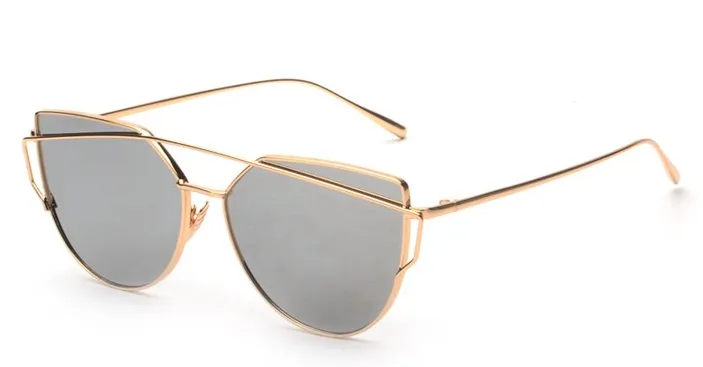 Aimade 2020 nouvelles lunettes de soleil œil de chat femmes marque designer mode double poutres or rose miroir lunettes de soleil cateye pour femme UV400245c