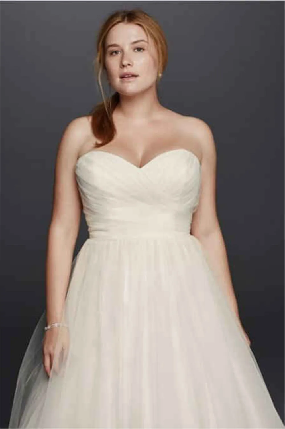 Plus Size Strapless Sweetheart Tulle Wedding Dress 9WG3802 Removable Crystals Sash Beautifully Pleated Bodice Bridal Gown vestido de novia