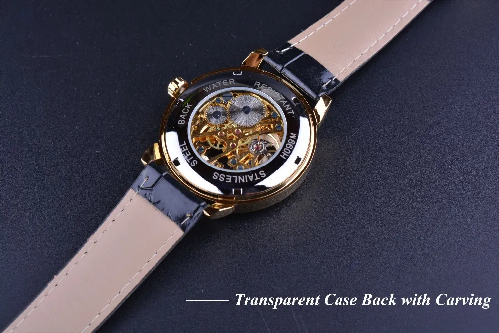 Forsining 3D Logo Engraving Watches Men Top Brand Luxury Gold Watch Men Mechanical Skeleton Watch Relogio Masculino Clock Men2347