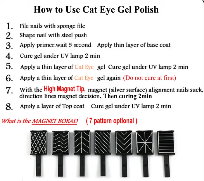 7design Tranche magnétique Conseils pour nail art aimant magnétique clou métallique outil polonais