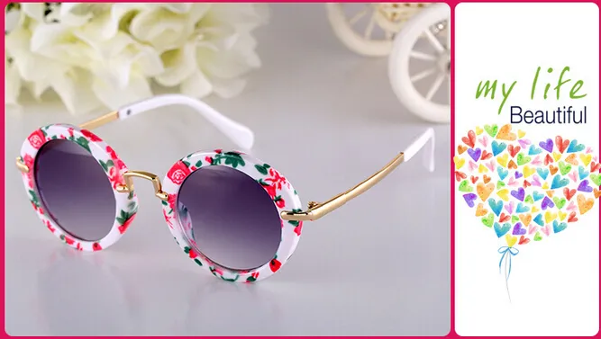 Mode runde niedliche Markendesigner Kinder Sonnenbrille Anti-UV-Baby Vintage Gläser Mädchen coole Brillen 310W