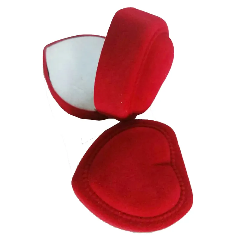 Mini Cute Red Carrying Cases Foldable Red Heart Shaped Ring Box For Rings Lid Open Velvet Display Box Jewelry Packaging 341t