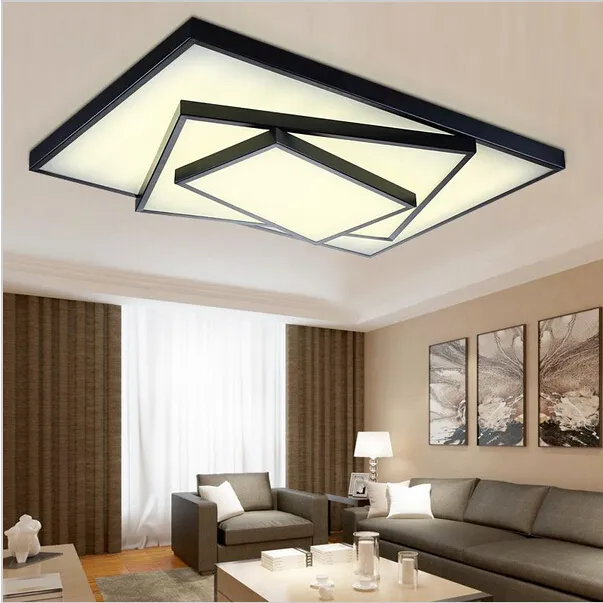 Simples e moderno arte de metal luz teto geométrica led montagem embutida iluminação lustres quadrados acabamento pintado para sala estar quarto234z