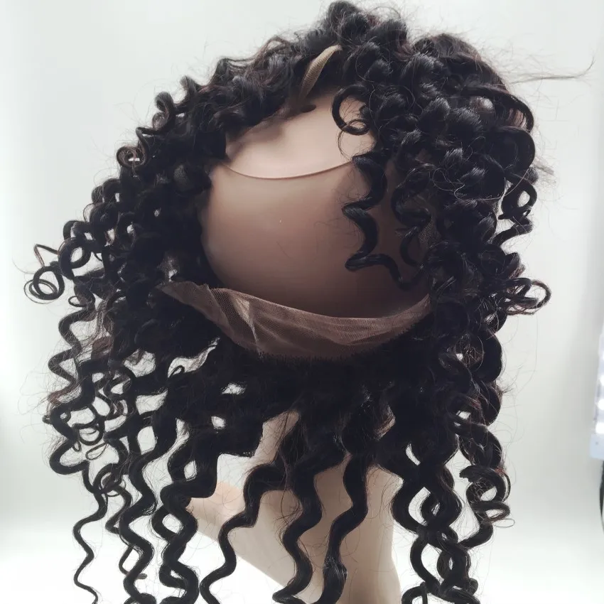 Indian 360 Lace Frontal Closure Lace Frontals With Baby Hair Piece Straight Body Deep Curly Wave 100% Peruvian Indian Human Hair