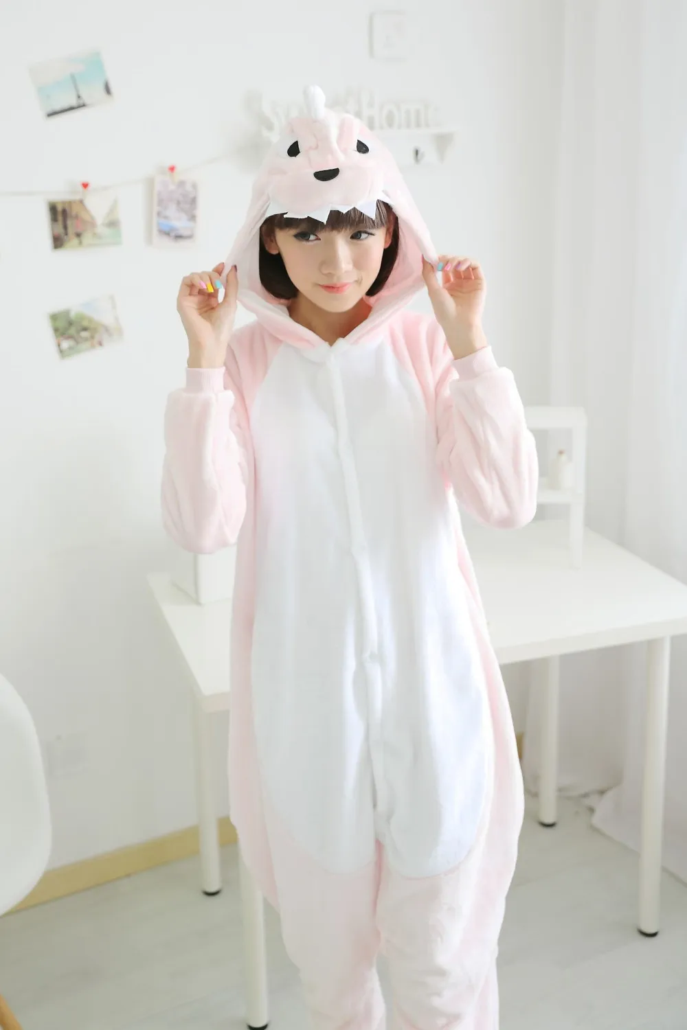 Winter Unisex Adult Pink dinosaur onesie Pajamas Cosplay animal pajamas onesies pink dragon womens pajamas animal pyjama kawaii Jumpsuit