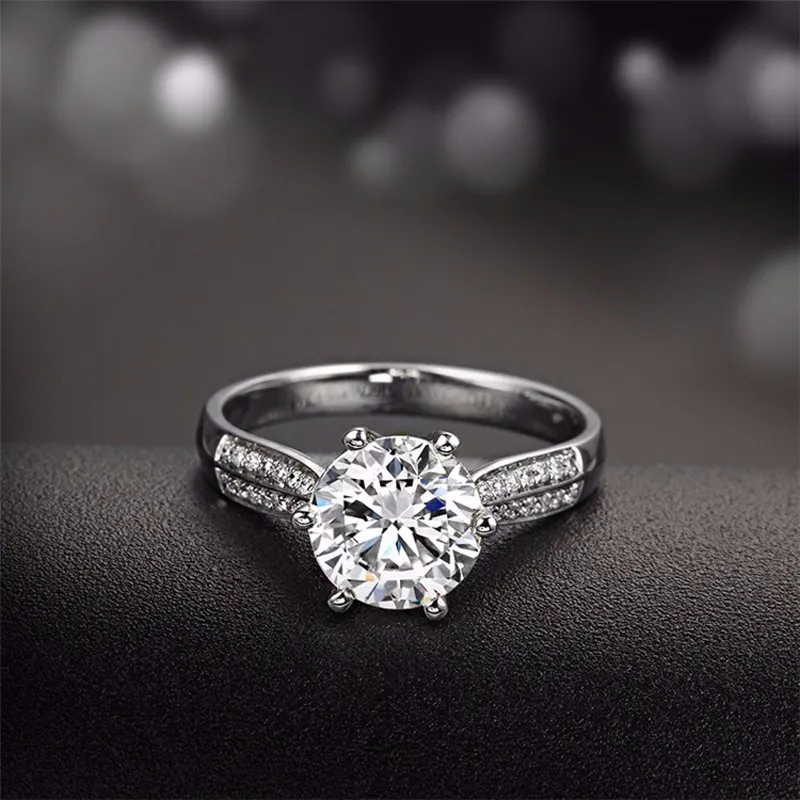 YHAMNI Puur Massief Zilveren Ringen Set Grote 2 Karaat SONA CZ Diamanten Verlovingsring Echte Zilveren Trouwringen voor Vrouwen XR039286B
