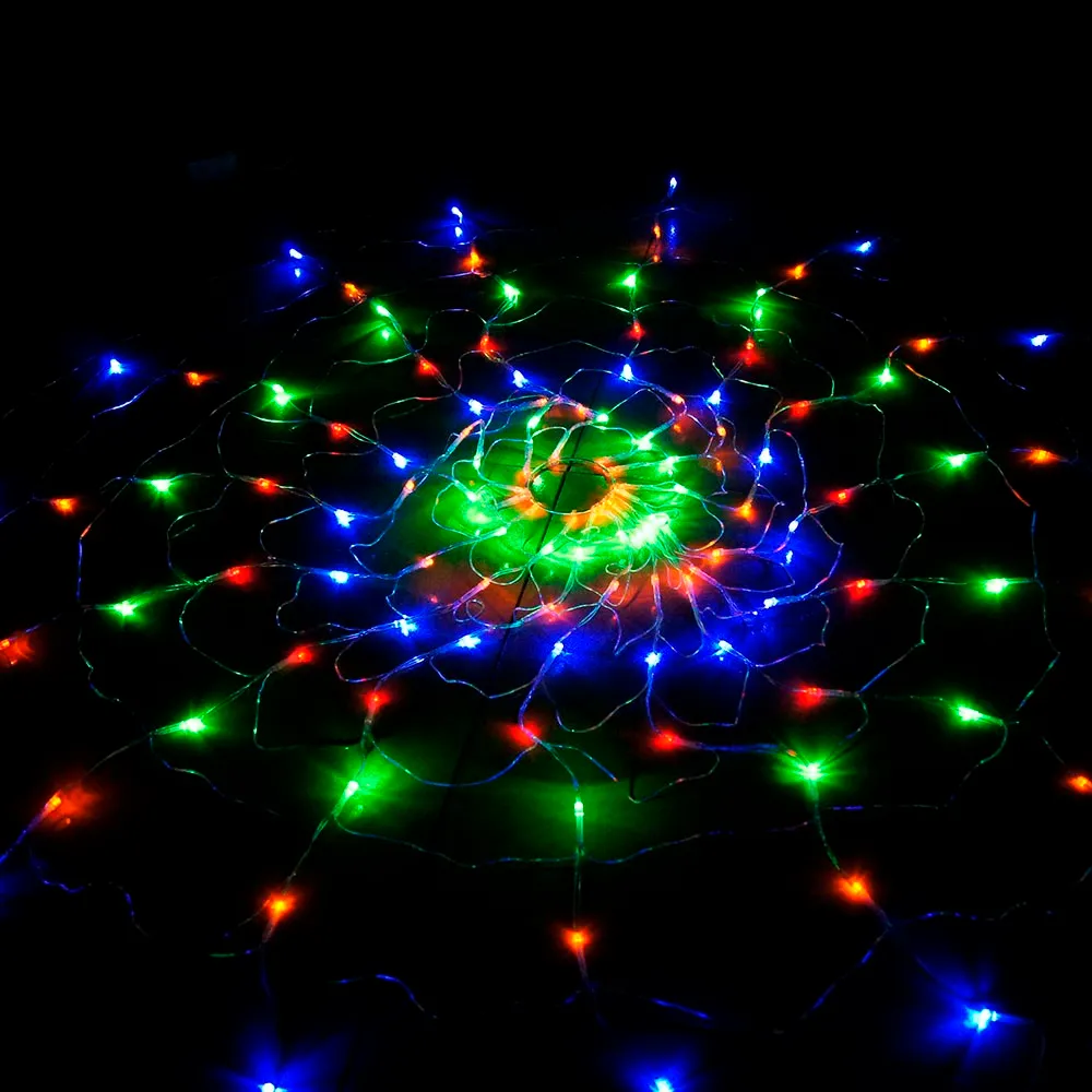 Impermeable RGB Spider LED Net String 1 2M 120 LED Luz colorida Fiesta de Navidad Boda LED Cortina Luces de cadena Gadern Lawn Lam281s