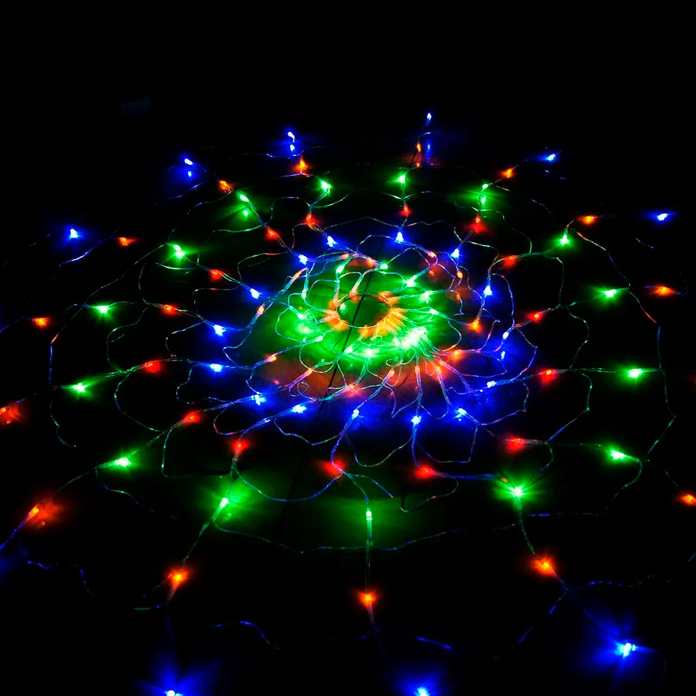 Waterdichte RGB Spider LED Net String 1 2M 120 LED Kleurrijk Licht Kerstfeest Bruiloft LED Gordijn Lichtslingers Gadern Gazon Lam273I