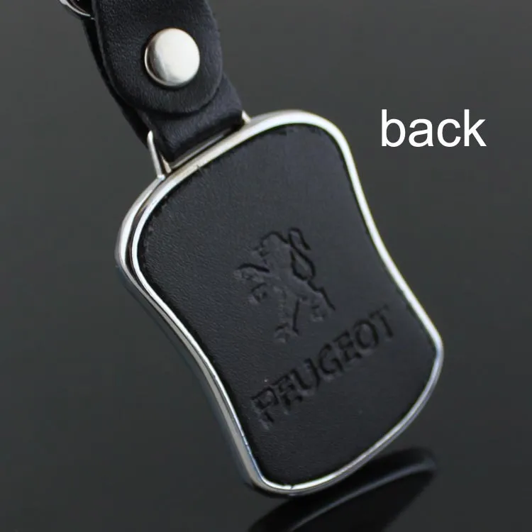 Top Fashion Car Logo -keychain for Peugeot Metal Leather Keyring سلسلة مفاتيح حلقة Llaveros Chaveiro Emblem Holder2888