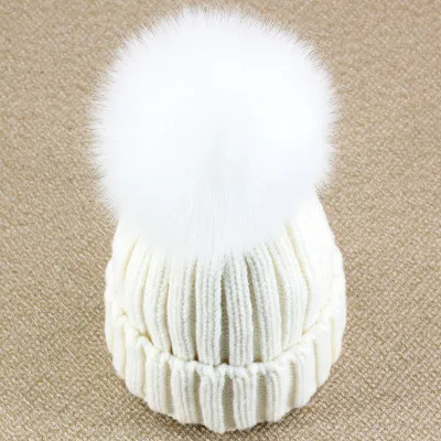 Cappello da donna con pon pon in vera pelliccia di volpe, cappello con pompon, pompon in vera pelliccia di procione, cappello con bobble in maglia, berretto da sci da coppia237c