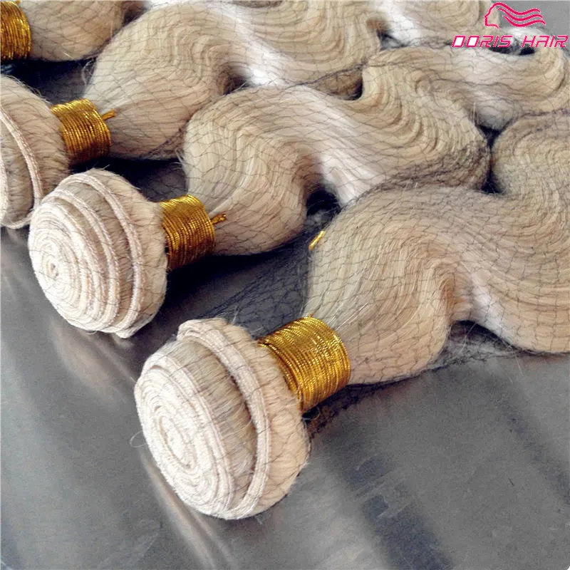 luxury Blond remy Hair Weave bundles Brazilian Indian human hair wefts Body Wave colored dyeable free DHL