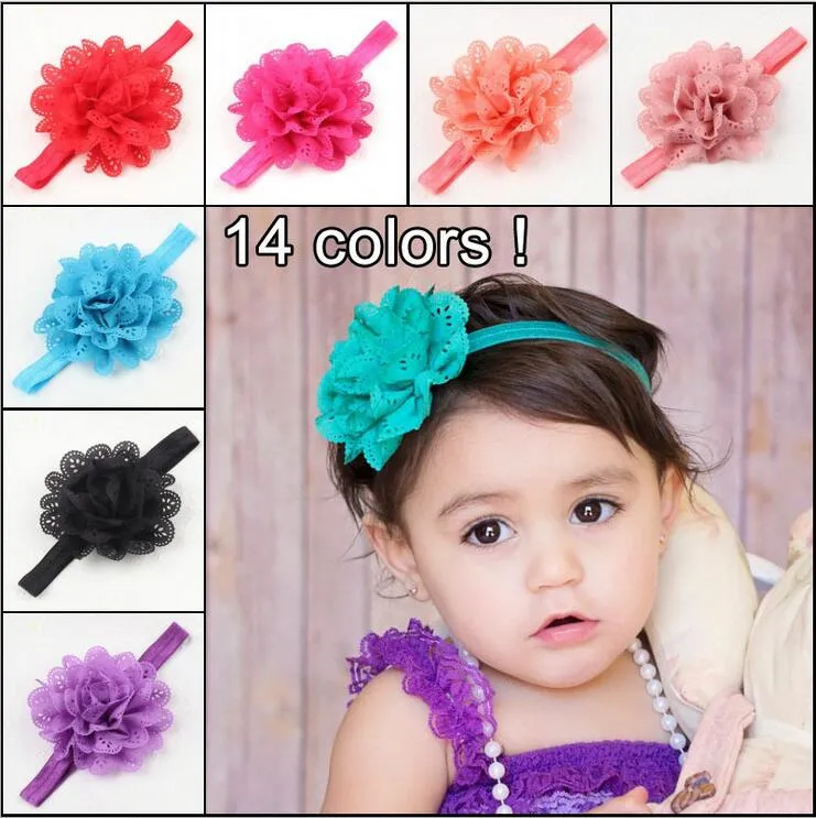 Çocuk Çocuk Hairband Hollow Dalga Kenar Şifon Çiçek Bebek Bebek Kız Elastik Saç Bandı Bantlar Renk