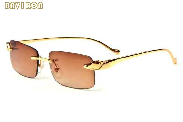 2020 Mode Hommes Lunettes de soleil de sport pour femmes Cadre en métal doré Hommes Lunettes de corne de buffle Lunettes de soleil Lunettes de soleil Big Rimless Lunettes 299j