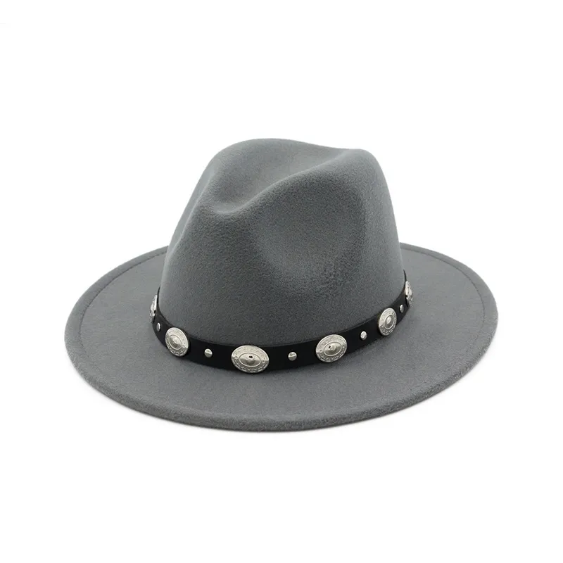 British Style Wool Jazz Cap Hat For Women Vintage Utumn Winter Ladies Fedora Hats With Metal Belt Female Wide Brim Hats GH-218256I