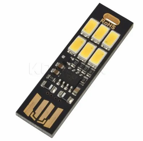 Portable Mini USB Power 6 LED Lamp 1W 5V Touch Dimmer Warm/pure white Light for Power Bank Computer Laptop