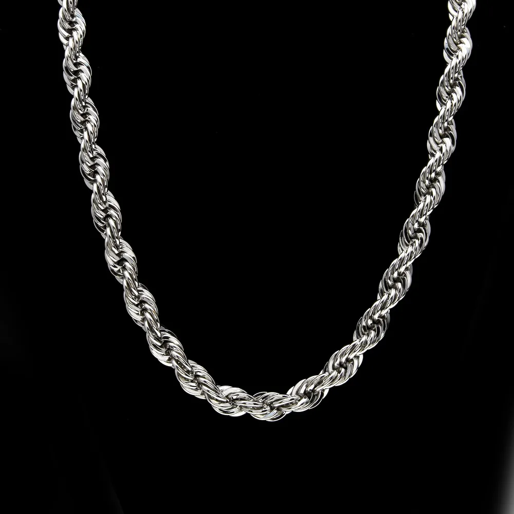 Толщина 10 мм, 76 см, длинная однотонная веревочная цепочка, 24-каратное золото, посеребрение, тяжелое ожерелье в стиле хип-хоп, 160 грамм для mens269R