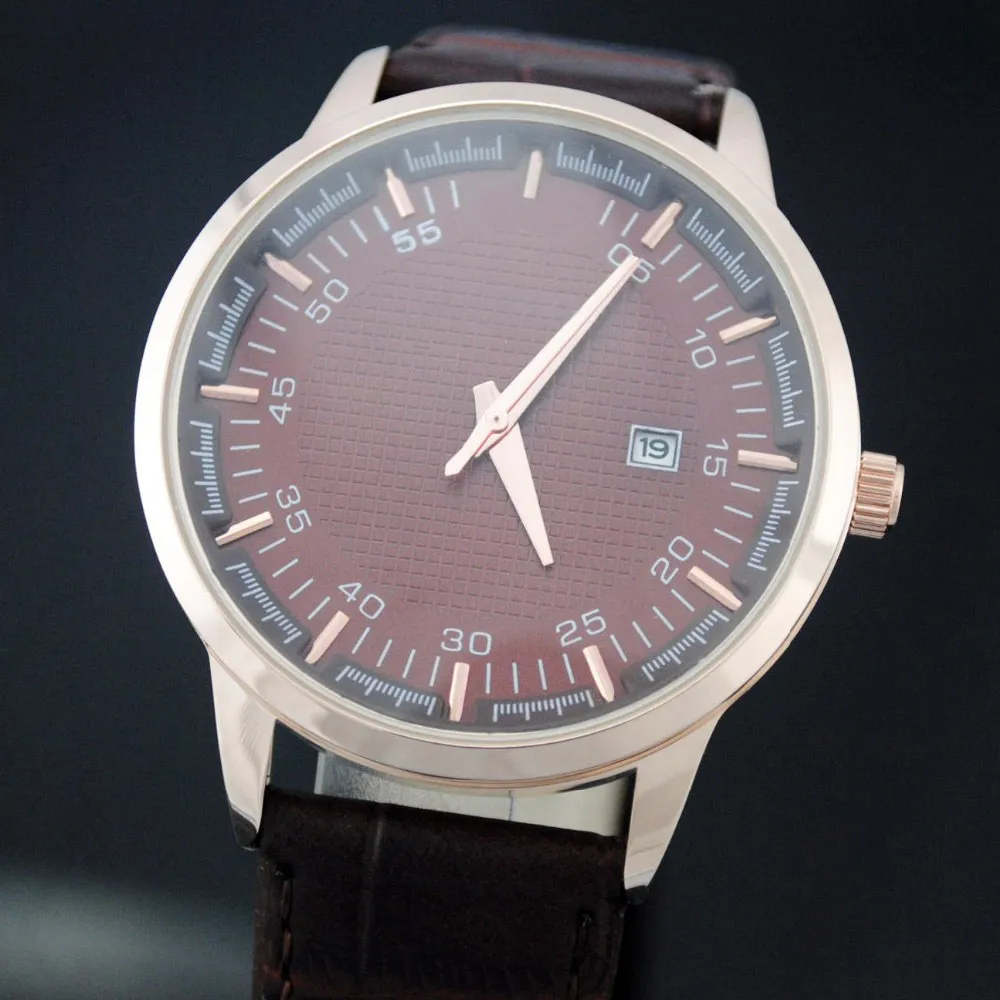 Populära toppmärke Watches Men Leather Strap Date Calender Quartz Wrist Watch AR363229890545