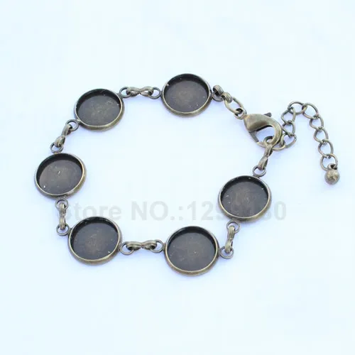 Whole-/ Vintage cuivre rond blanc réglage lunette base vierge cabochon bracelet avec diamètre intérieur 12mm base pour bracelet bricolage K313M
