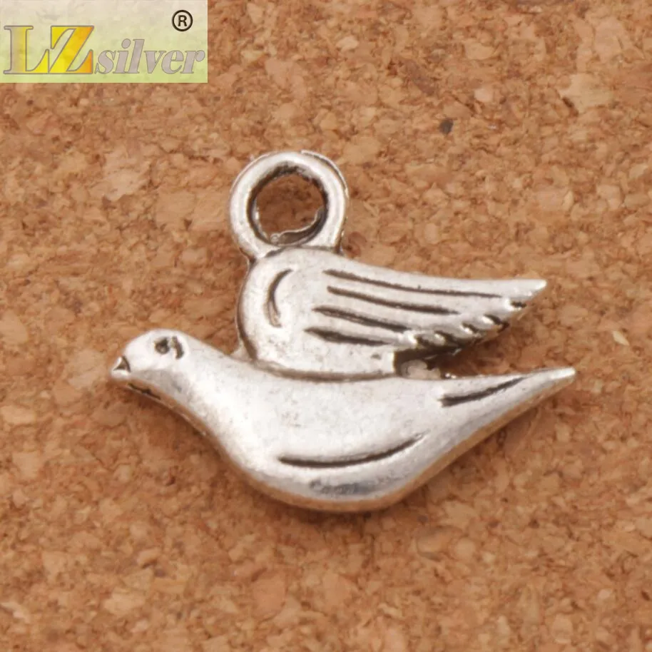 Fat Peace Dove Flying Charm Beads Antique Srebrne Wisianty Modna biżuteria
