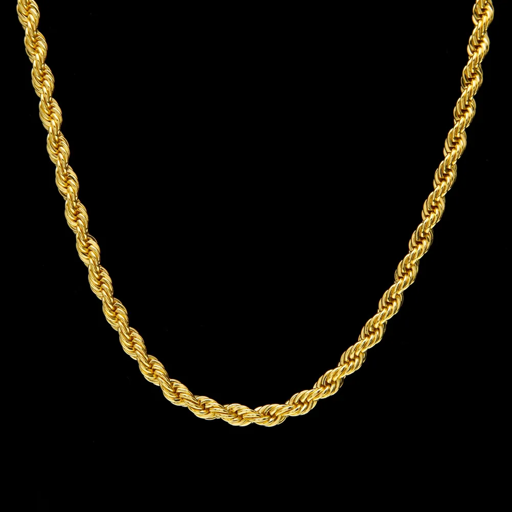 6 5 mm tjock 75 cm lång rep Ed -kedja guld silver pläterad hiphop tung halsband för män kvinnor2822