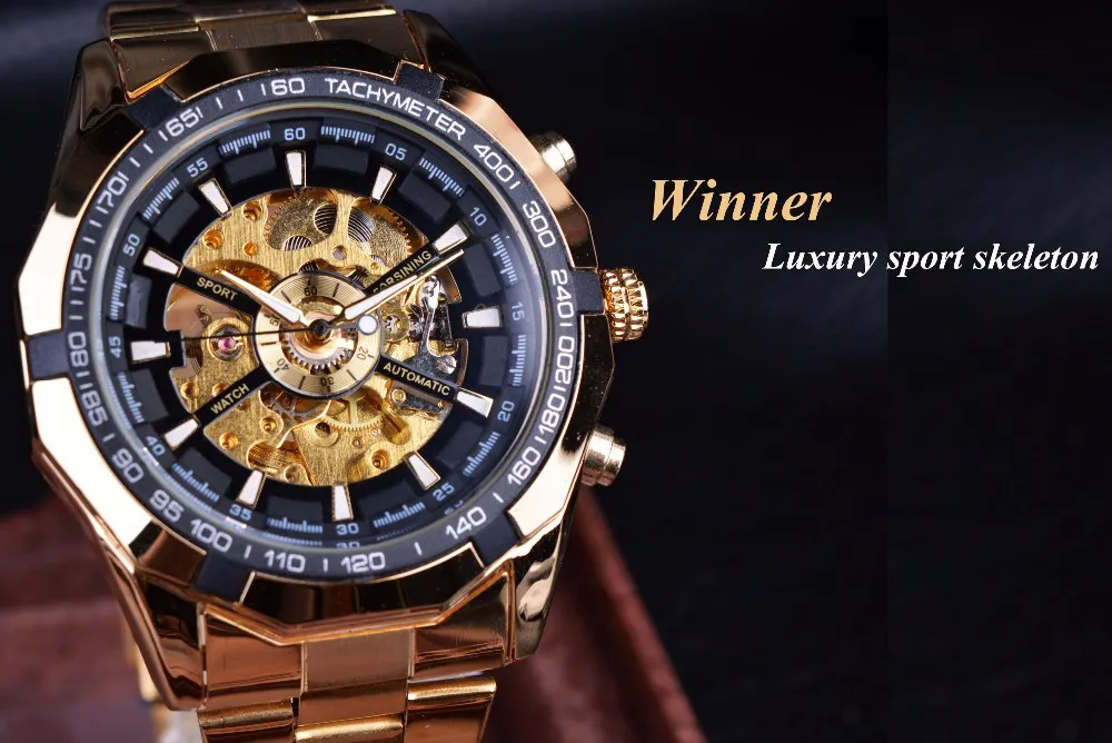 Forsining relógios masculinos marca superior de luxo preto automático esqueleto mecânico relógio masculino esporte designer moda casual clo296s