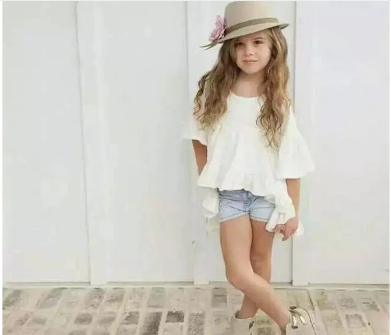 2016 New Cute Girls White Shirts Dress Kids Cotton Long Shirt Blouses Fashion Girl Short Sleeve Tops Baby Girl -shirts 