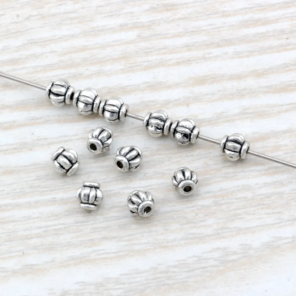 500 Stücke Antik Silber Legierung Laterne Spacer Perle 4mm Für Schmuck Machen Armband Halskette DIY Zubehör D2207T