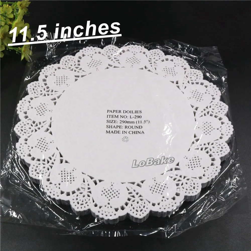 Ensemble de / paquet Nouveau 11 / 5 pouces rond en forme de fleur blanc creux design papier dentelle napperon pour ensemble de cuisine de tab268L