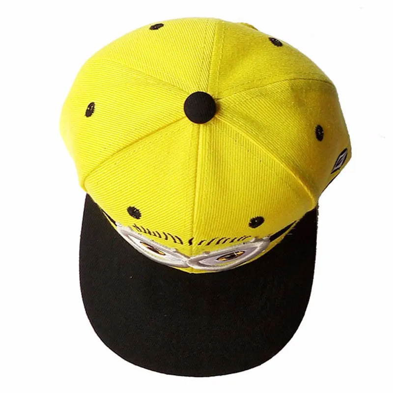 2016 Casquette de baseball enfants Gorras jaune dessin animé Minions Casquette dieu voler papas Film toile plat Snapback Hip Hop Hat249v