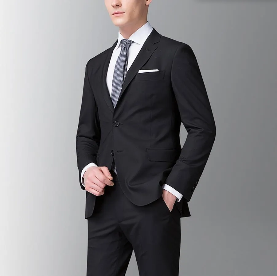 Custom Made Groom Tuxedos Groomsmen simple Style Best man Lapel Groom Men's Wedding Suits Jacket+Pants two-piece