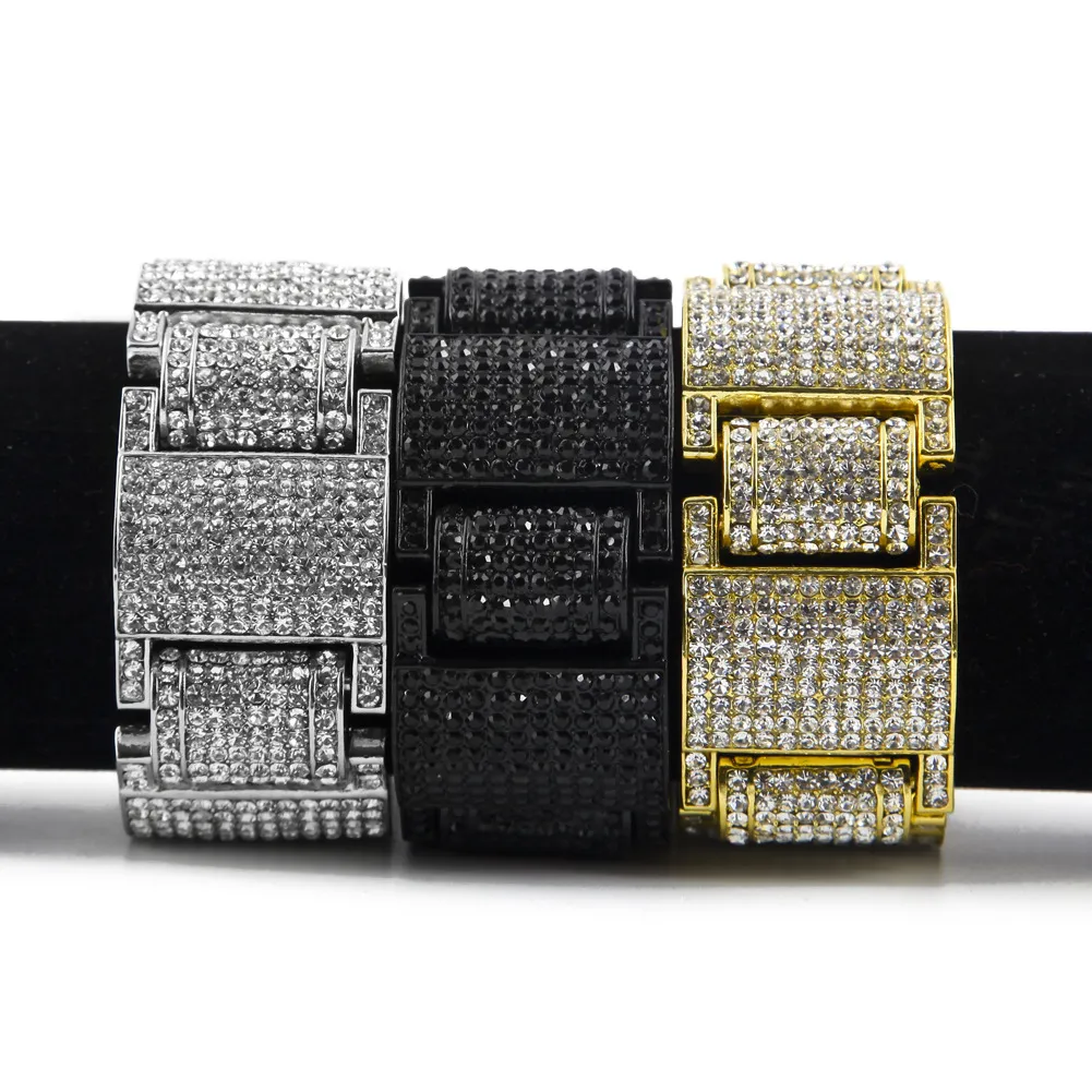 14k Gold Silve Iced Out Simulated Diamond Micro Pave Bling Bling Hip Hop Bracelet for men224v230r