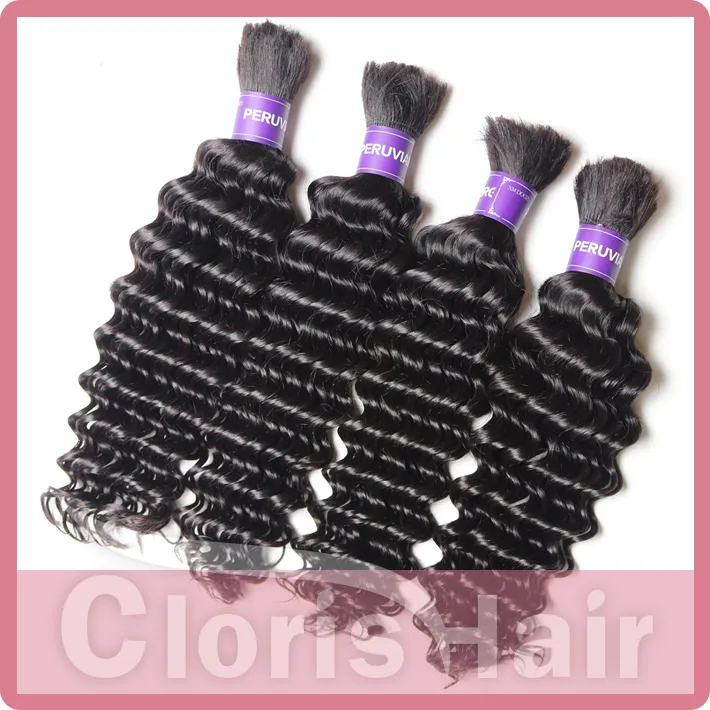 Deep Wave Malaysian Bulk Human Hair For Extensions No Weft Soft Curly Braiding Hair Weave Bundles Unprocessed Braiding Hair In Bulk