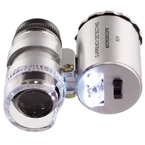 Handheld 60X Juwelier Lupe Mini Lupen Mikroskop mit LED-Licht Schmuck Lupe Lupe Schmuck Lupen Freies Verschiffen