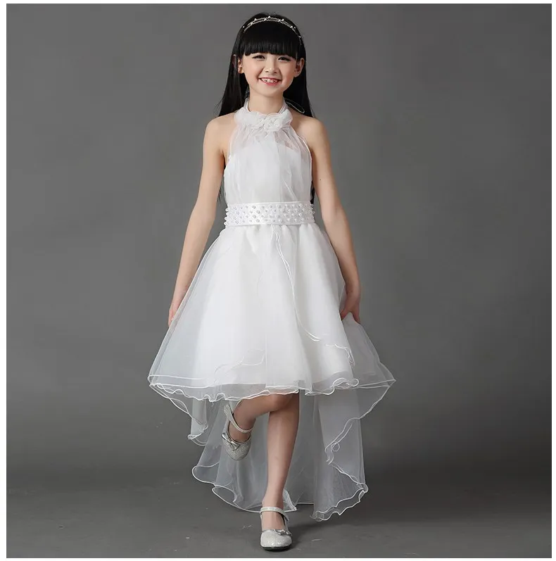 Best Quality White Tulle Flower Girl Dresses For Weddings Elegant Strapless Trailing Dress 2-14 Age Party Birthday Gown For Kids