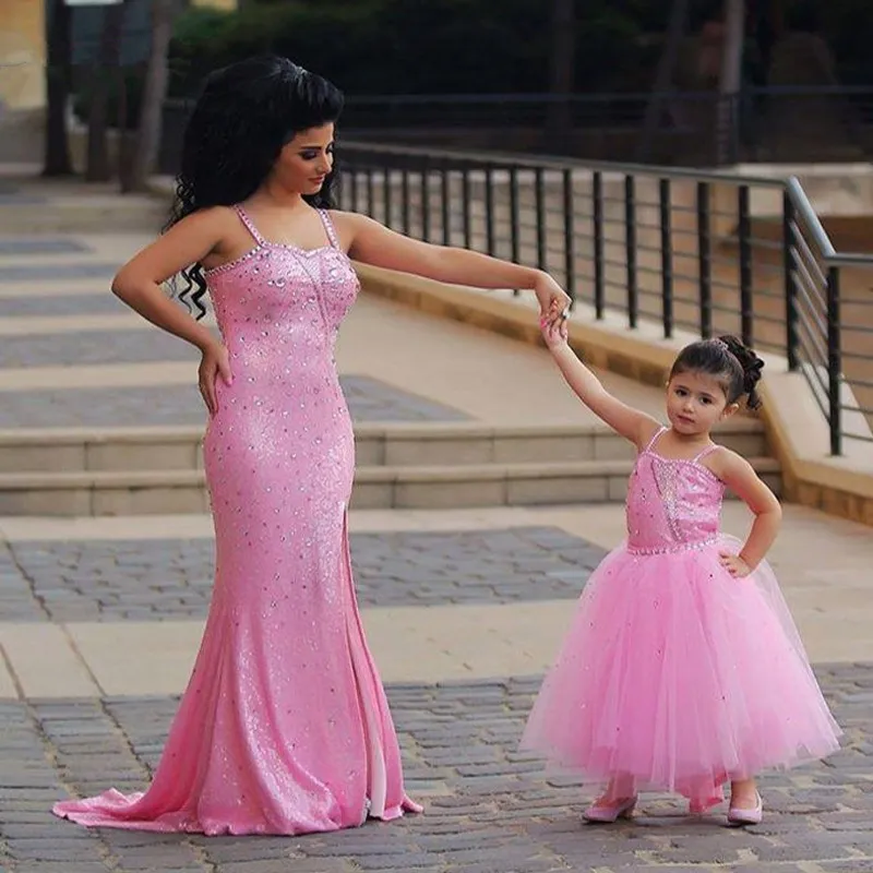 Pink Elegant Evening Dresses With Crystal Beaded Prom Dresses Open Back Mermaid Custom Made Spaghetti Formal Party Gowns 2017 New Arrival