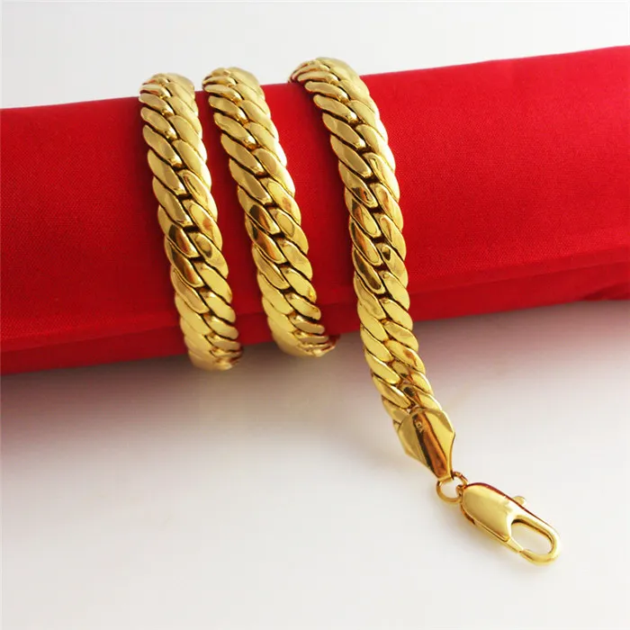 Colliers avec pendentif en or jaune massif 18 carats, rempli de 24, 10mm, 85g, chaîne à chevrons, collier pour hommes, GF Jewelry295M