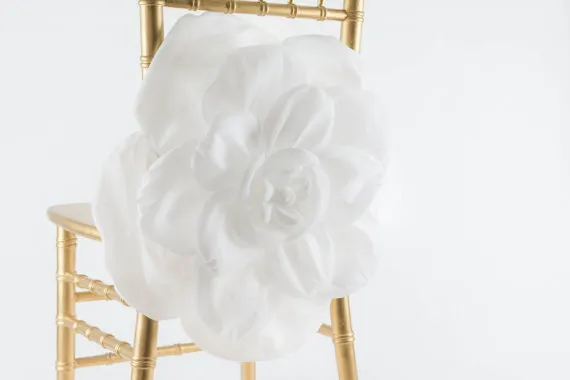 2016 3D Big Flower Wedding Chair Sashes Romantic Organza Chair Covers Floral Wedding Supplies Luxurious Wedding Accessories 02