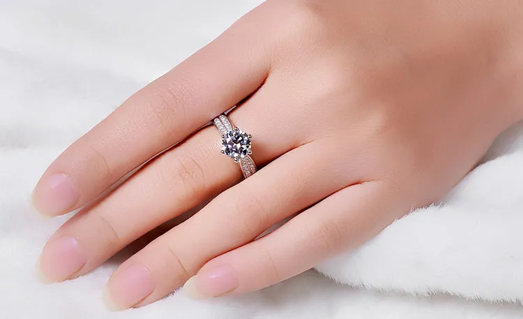 Vecalon Fashion Ring Solitaire Round 4CT CZ Diamond Ring 14kt White Gold rempli Femmes Engagement Band de mariage SZ 5-112502